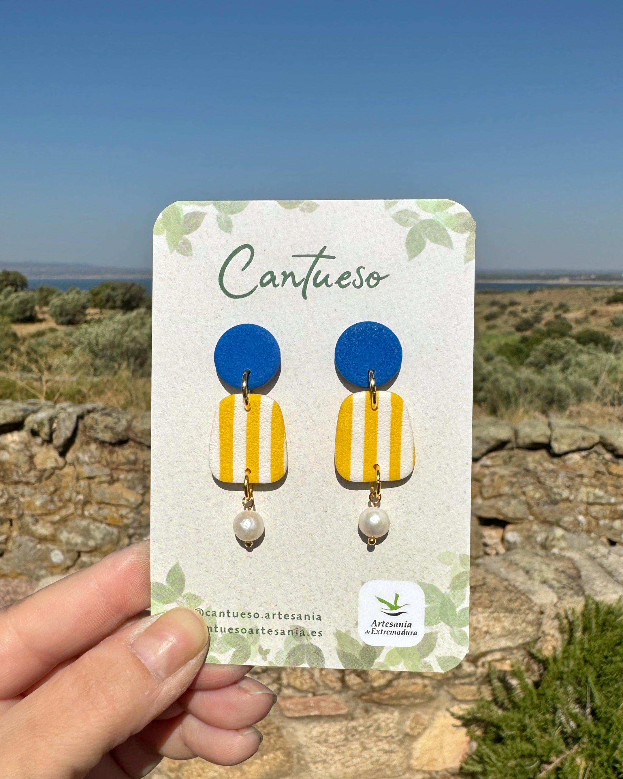 Pendientes Rayas con Perla