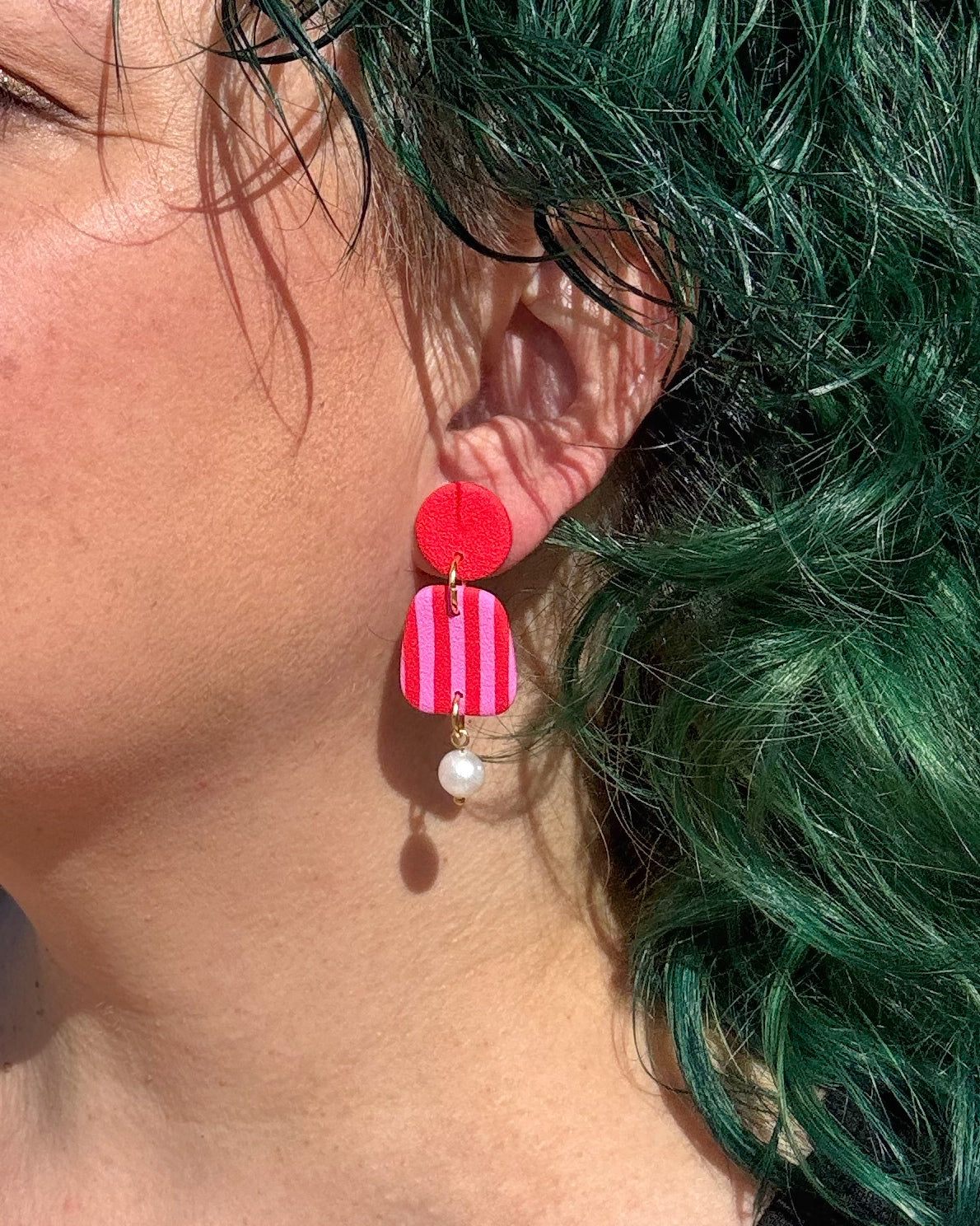 Pendientes Rayas con Perla