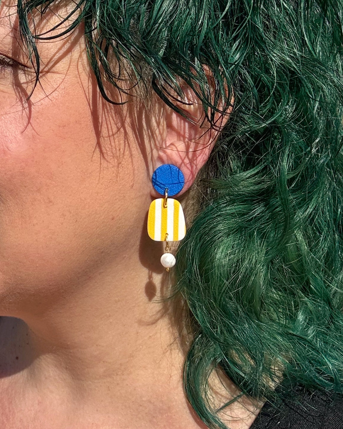 Pendientes Rayas con Perla