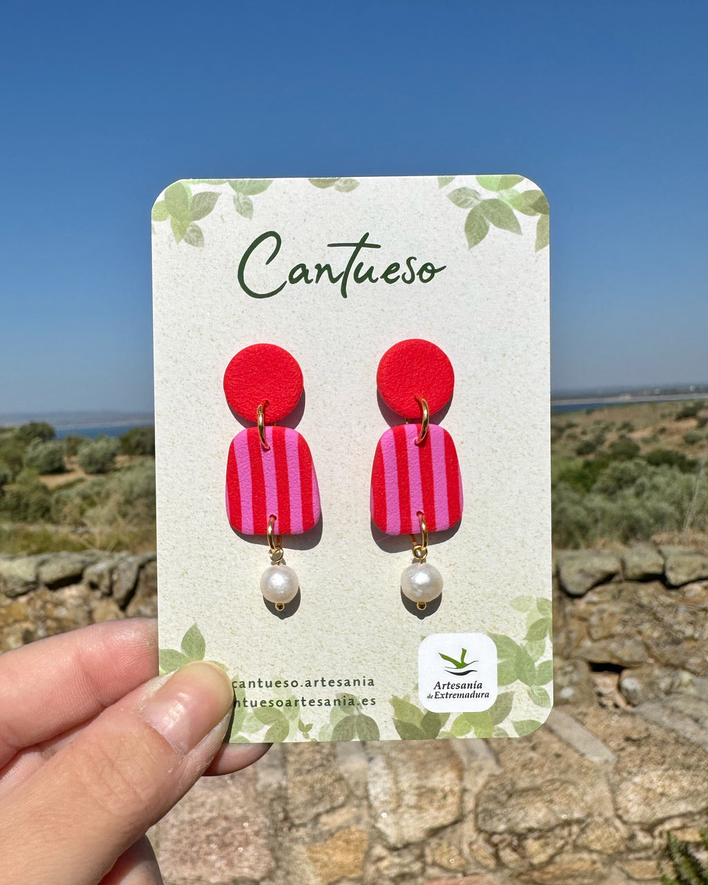 Pendientes Rayas con Perla