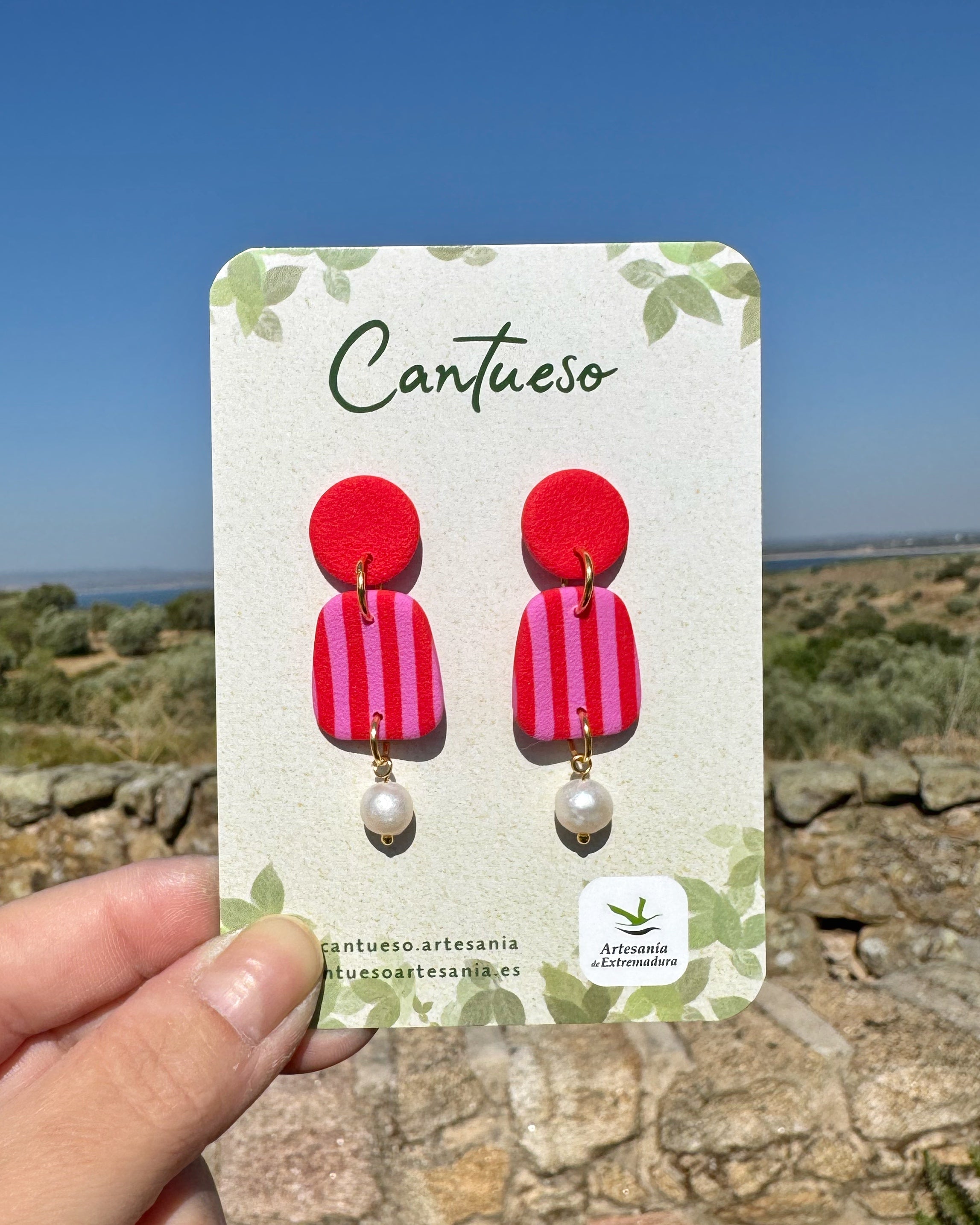 Pendientes Rayas con Perla