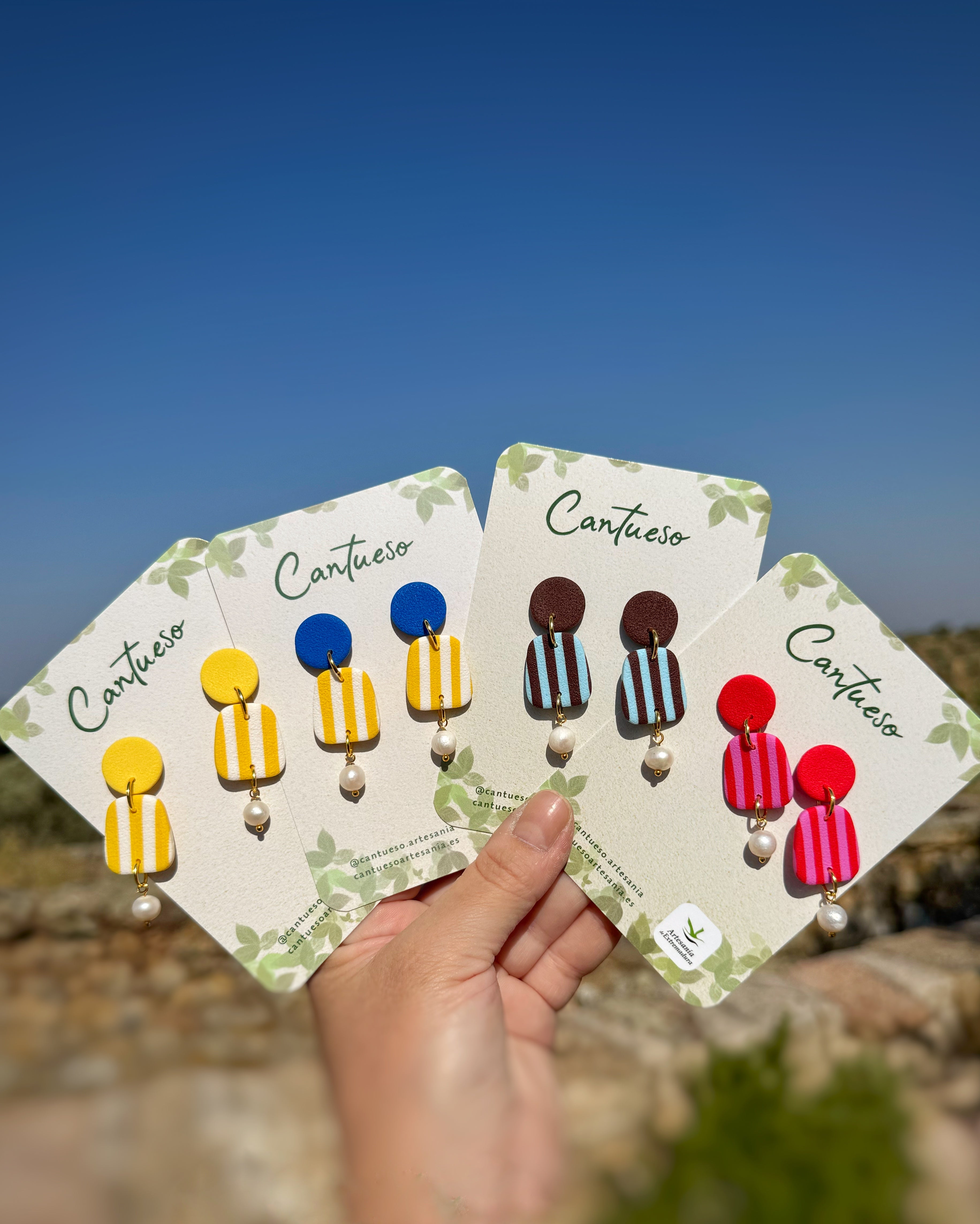 Pendientes Rayas con Perla