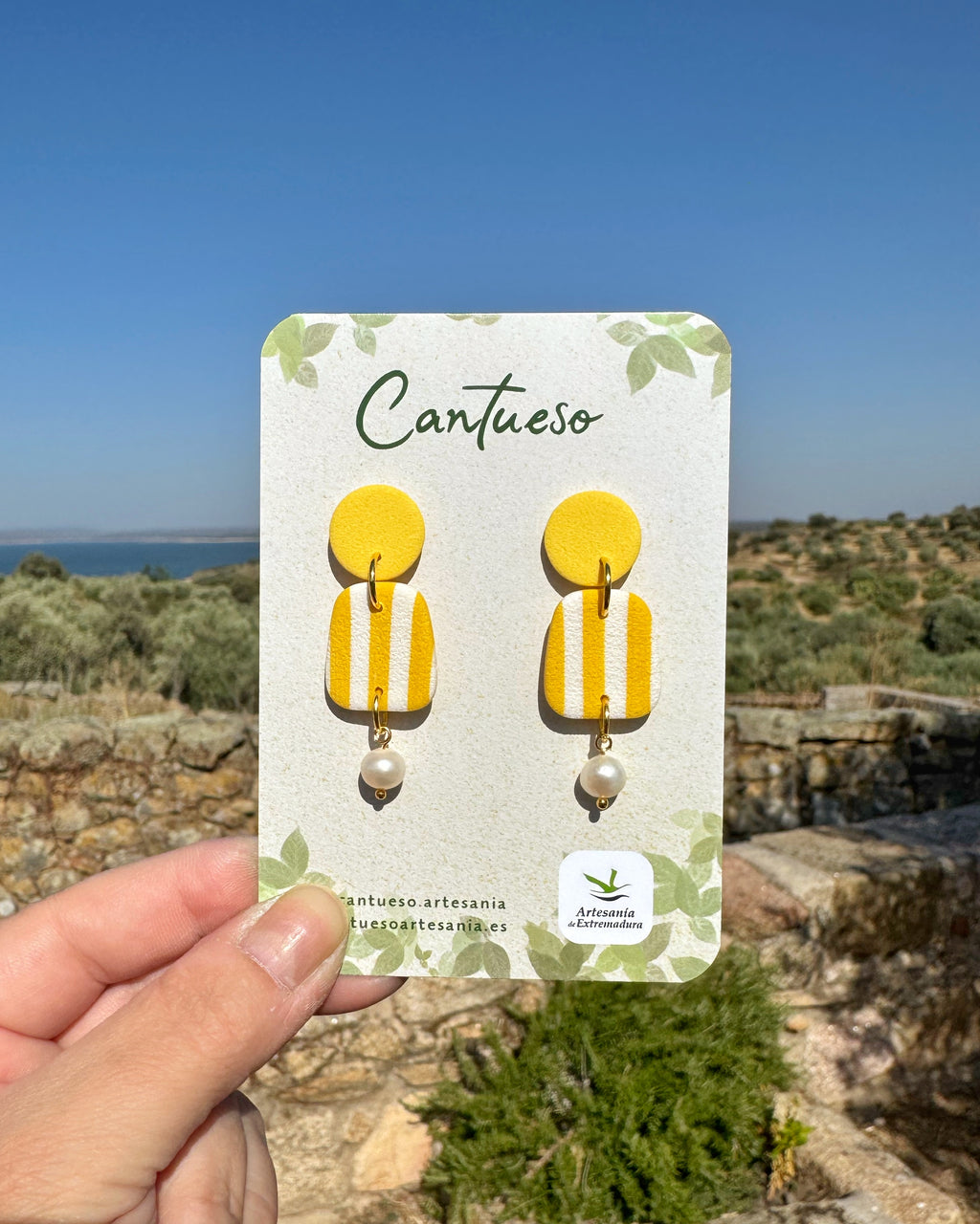 Pendientes Rayas con Perla