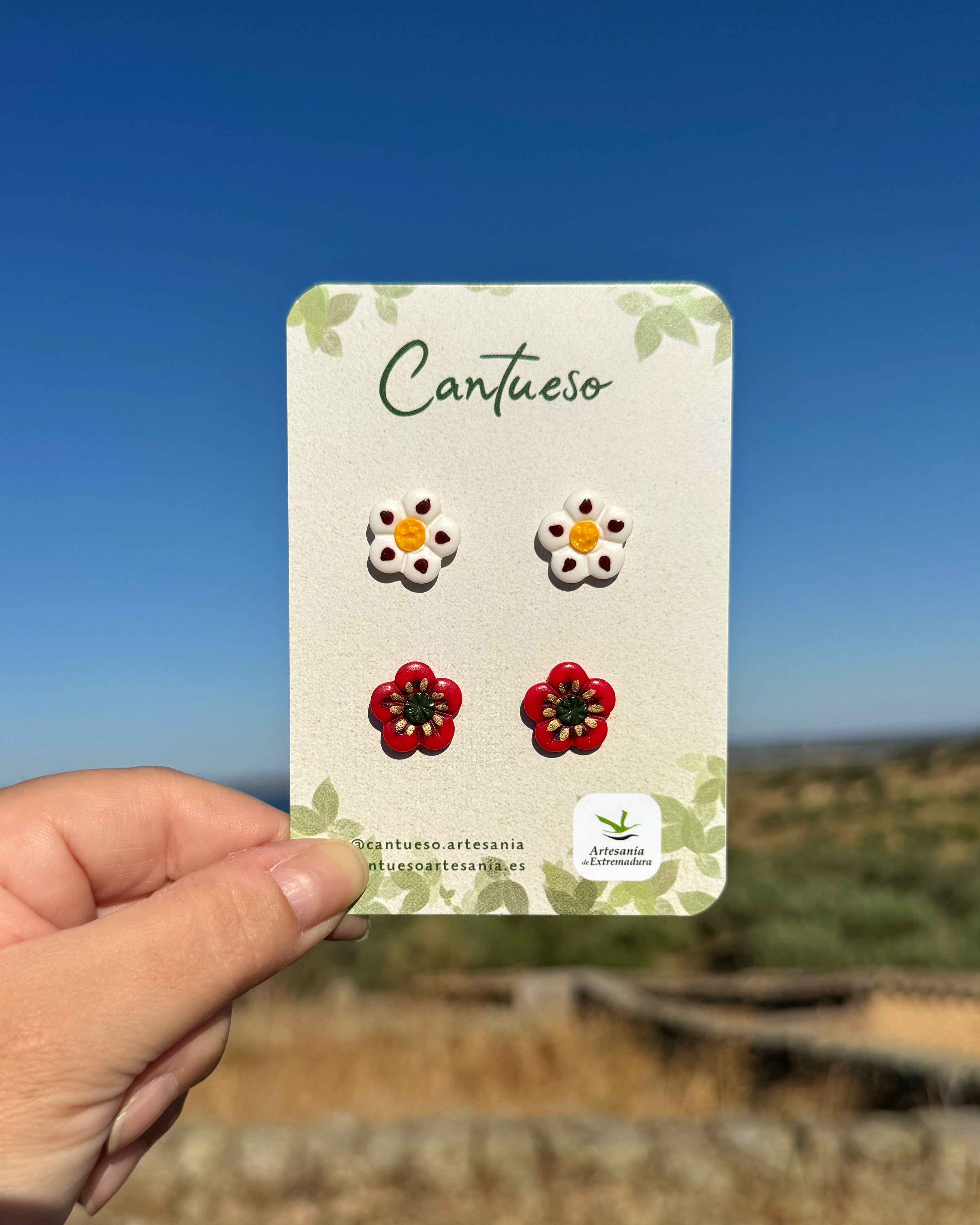 Pendientes botón Minis Jara / Amapola