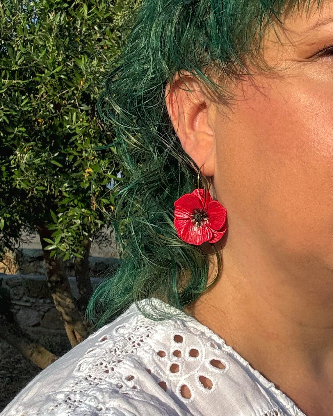 Pendientes Amapola aro