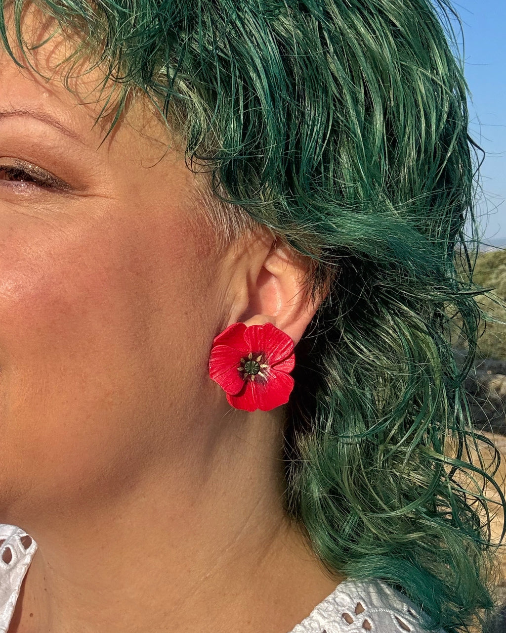 Pendientes Amapola botón