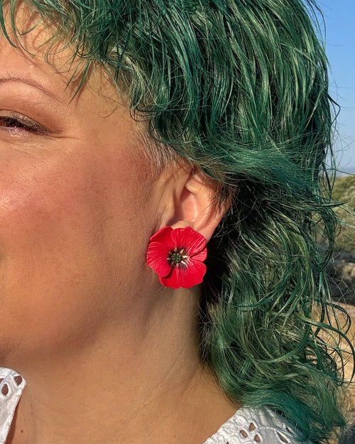 Pendientes Amapola botón