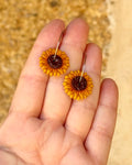 Pendientes Girasol aro artesanales 