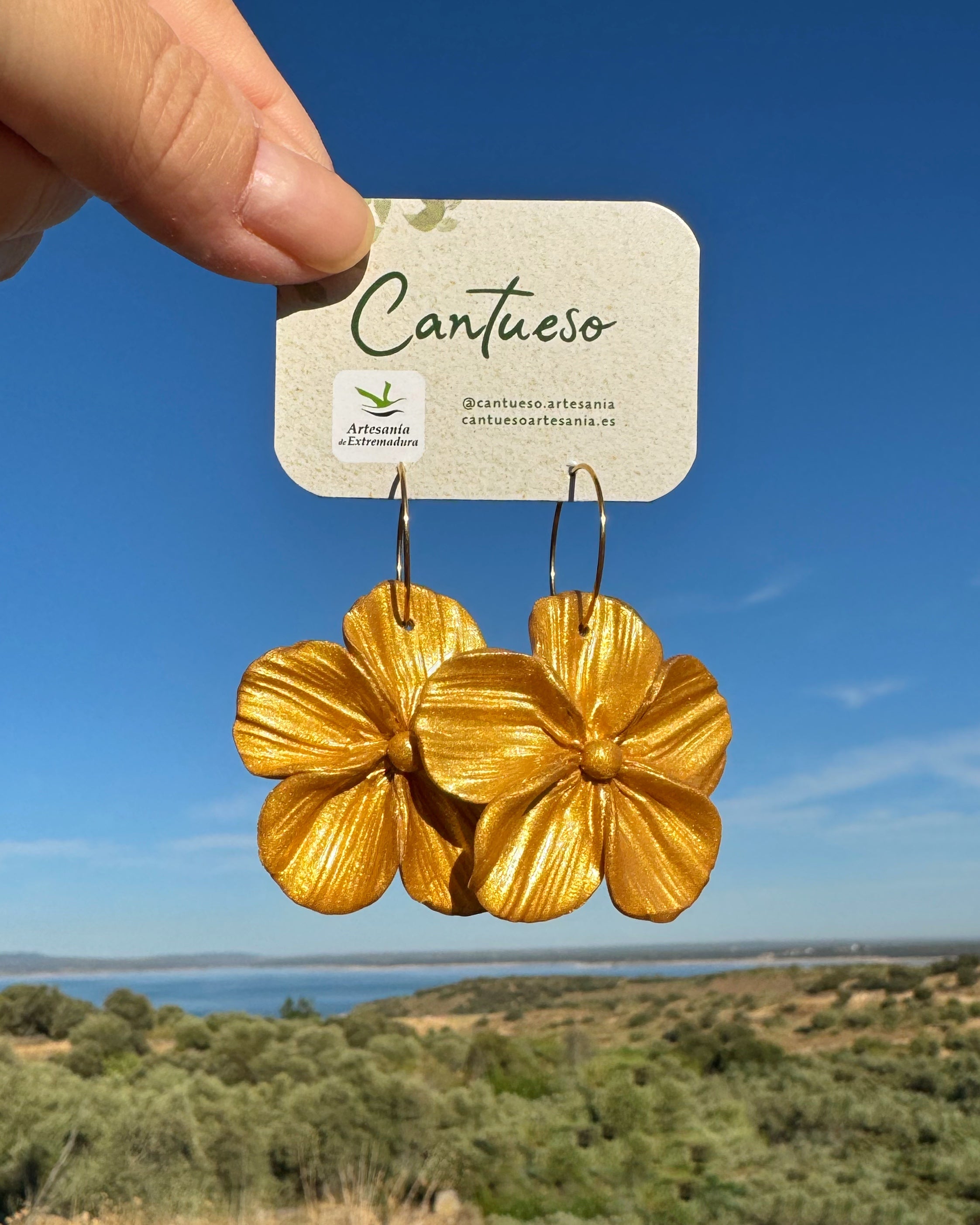 Pendientes Granadilla flor dorada