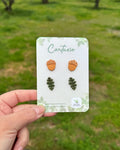 Pack de Pendientes Minis de Bellota y Hoja hechos a mano en Exremadura.