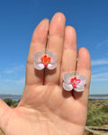 Pendientes Orquídea aro tornasol hechos a mano en arcilla polimérica
